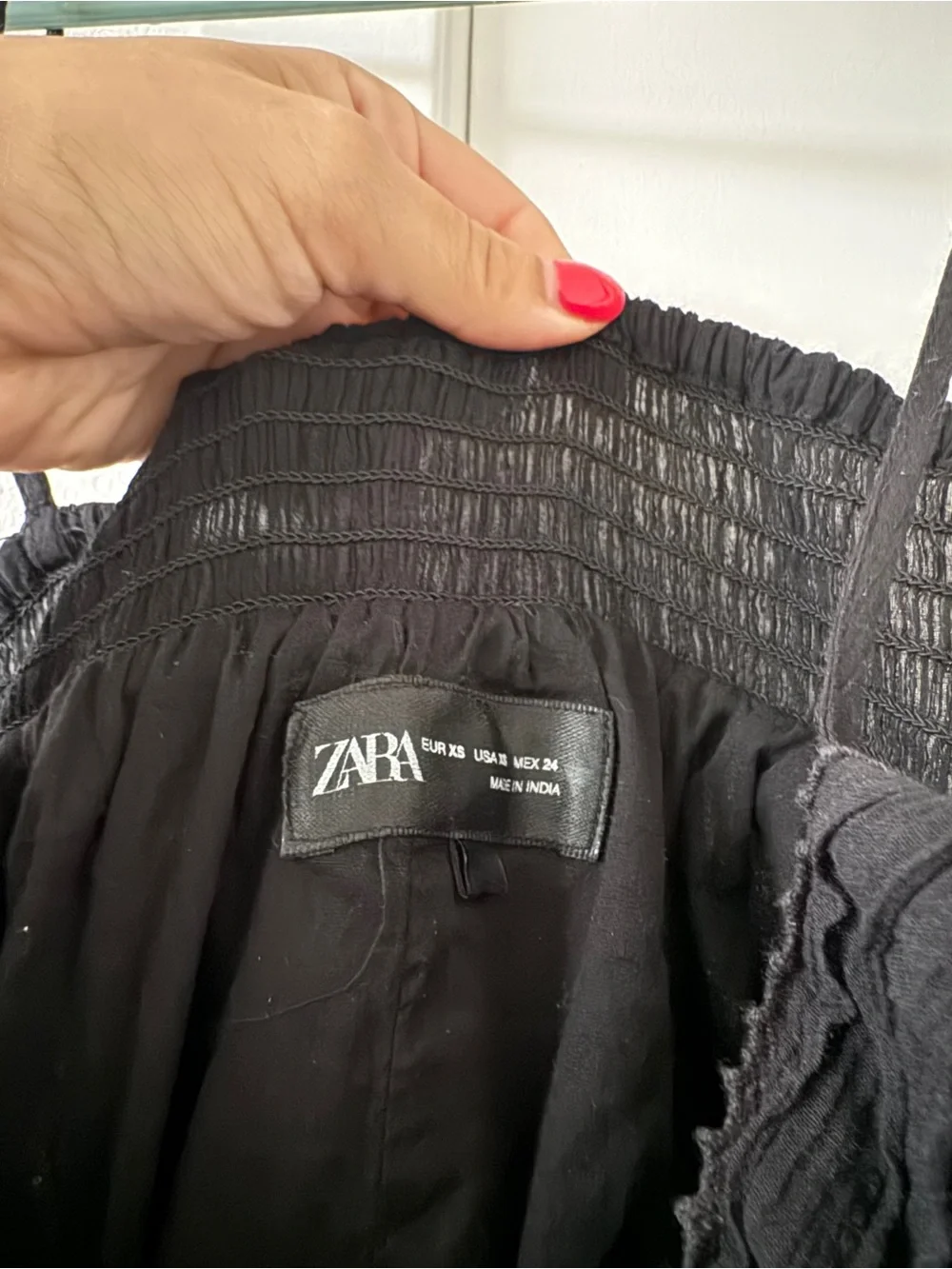 Zara Black Tiered Mini Dress with Spaghetti Straps - Picture 3 of 3